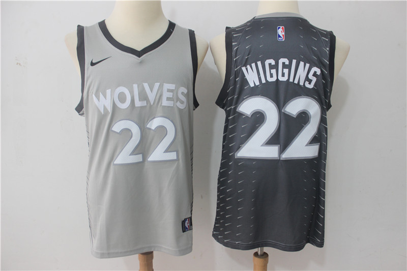 Men Minnesota Timberwolves #22 Wiggins Grey Game Nike NBA Jerseys->->NBA Jersey